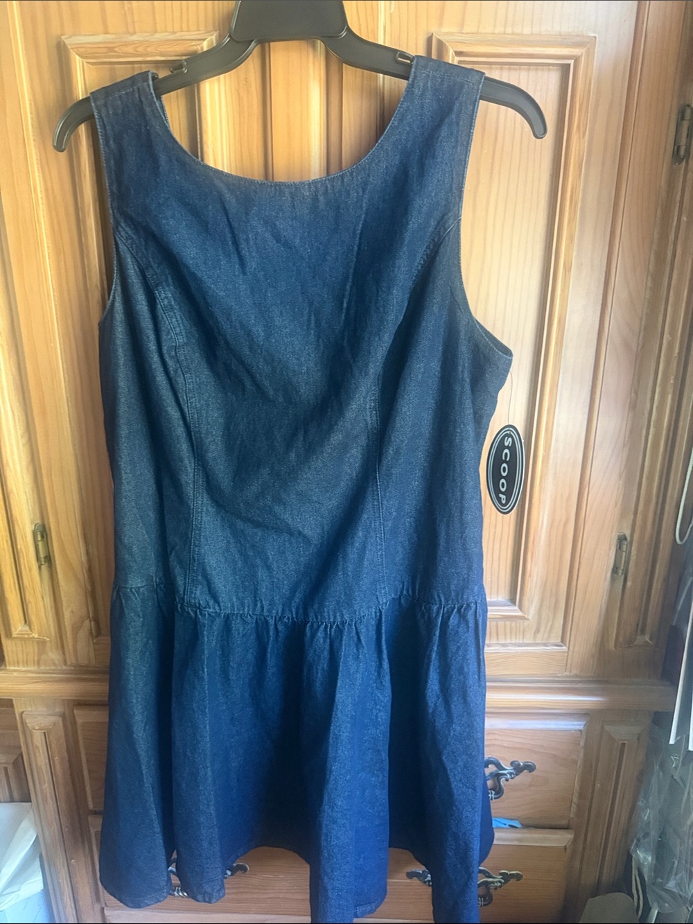 Dark Blue Denim Sleeveless Dress scoop size 1x nwt